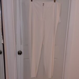 NWT Calvin Klein Woman Lined Ivory Dress Pants 18W No Pockets 3 Button Zip Close